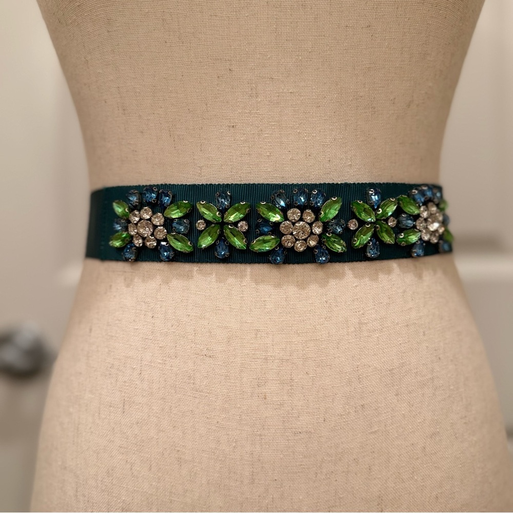 Pennyblack by Max Mara Green Belt with Rhinestones Size: Small Spring/ Summer - Picture 8 of 12